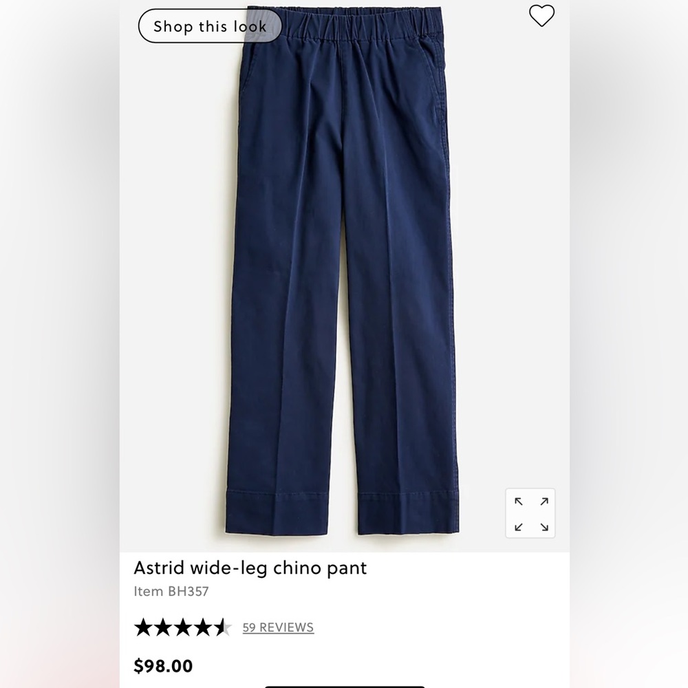 J Crew Astrid wide-leg chino in navy